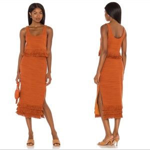 NEW. Saylor NY Staunton Cinnamon Burnt Orange Fringe 2 Piece Set Large